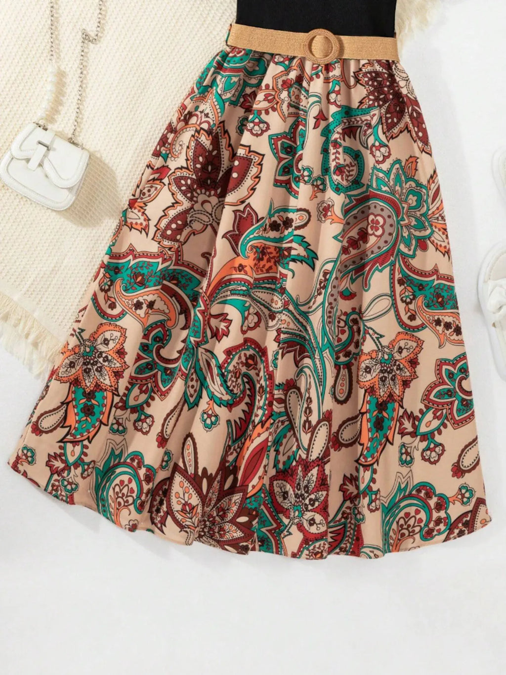 Children's Printed Short Sleeve Dress by Trendsi
