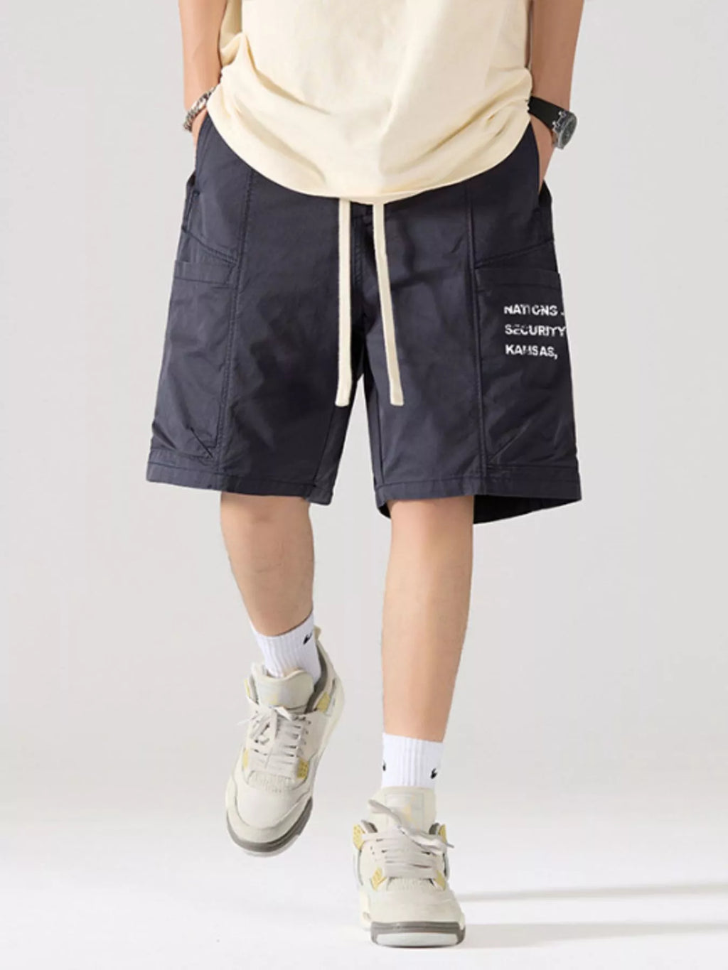 Men's Full Size Casual Cargo Shorts with Drawstring Plus Size by Trendsi