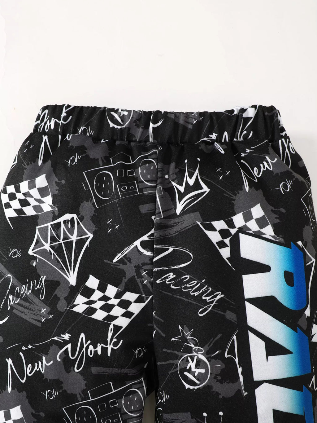 Children's Racing Car Print Long Sleeve Sweatshirt and Pants Set by Trendsi