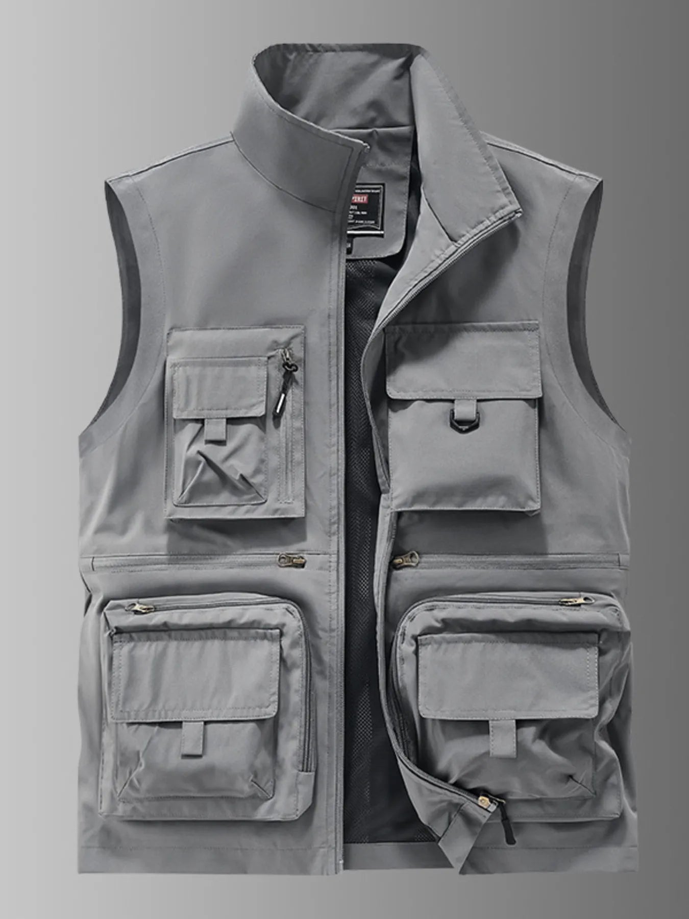 Men's Plus Size Multi-Pocket Outdoor Utility Vest by Trendsi