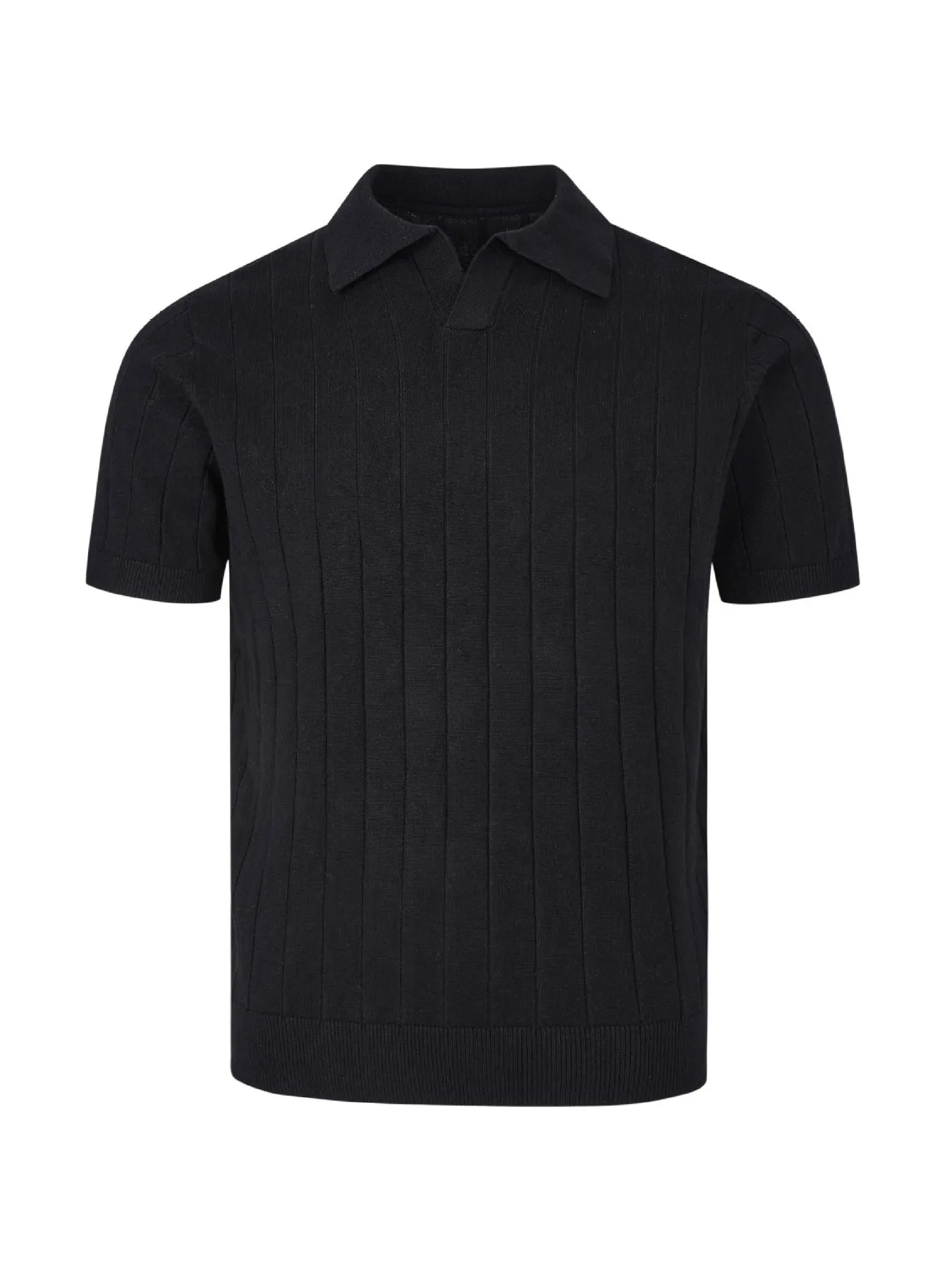 Men's Textured Knit Polo Shirt by Trendsi