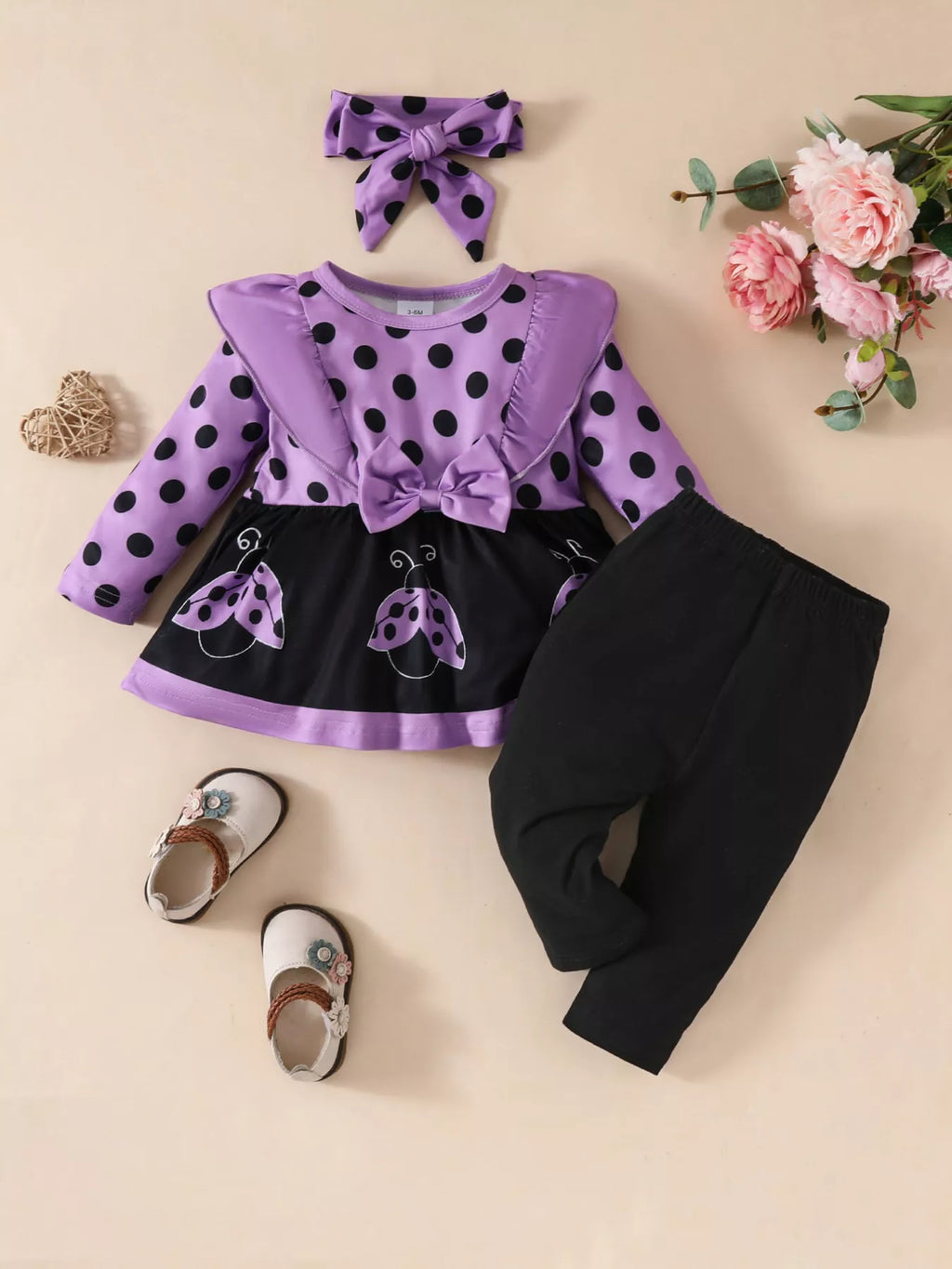 Children's Ruffled Top and Pants Set with Headband by Trendsi