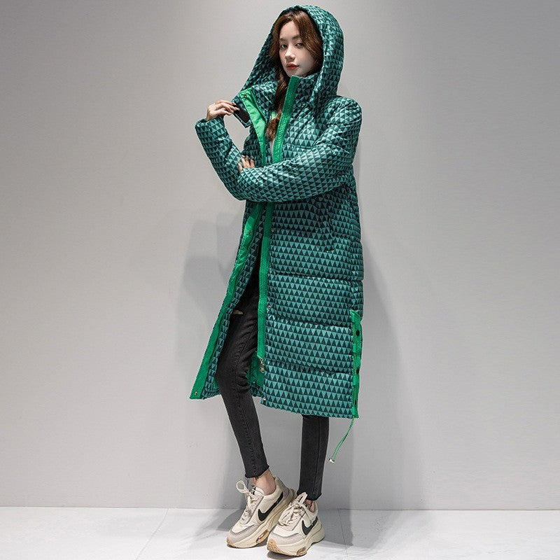 Plaid Down Cotton-padded Coat For Women Houndstooth by DC-THE CEO