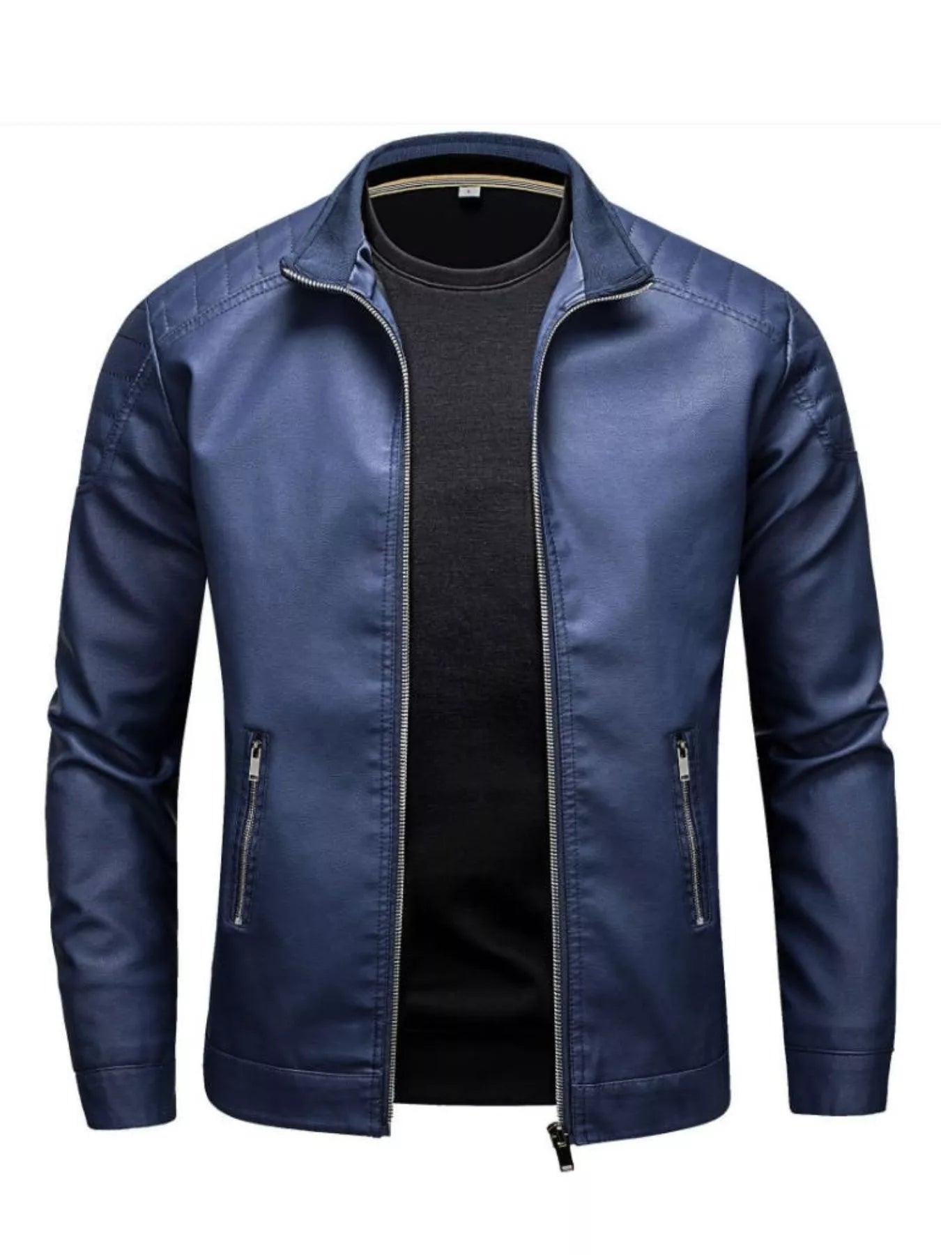 Men's Plus Size Zip Up Long Sleeve Jacket by Trendsi