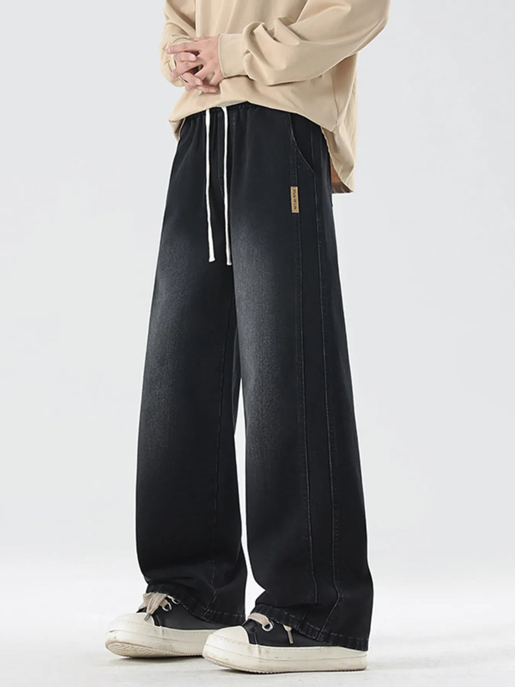 Men's Full Size Wash Wide Leg Jeans Plus Size by Trendsi