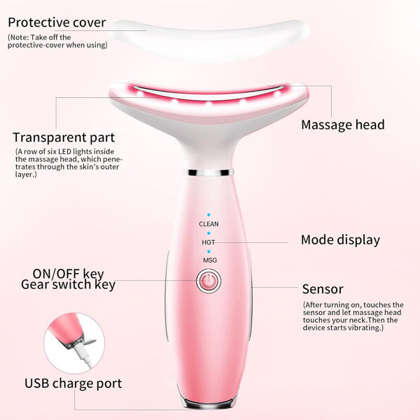 Facial And Neck Massager, Pink Neck Beauty Device by DC-THE CEO
