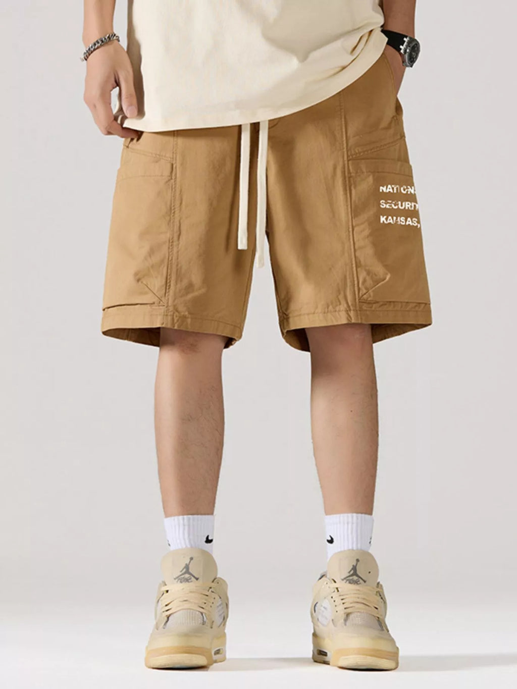 Men's Full Size Casual Cargo Shorts with Drawstring Plus Size by Trendsi