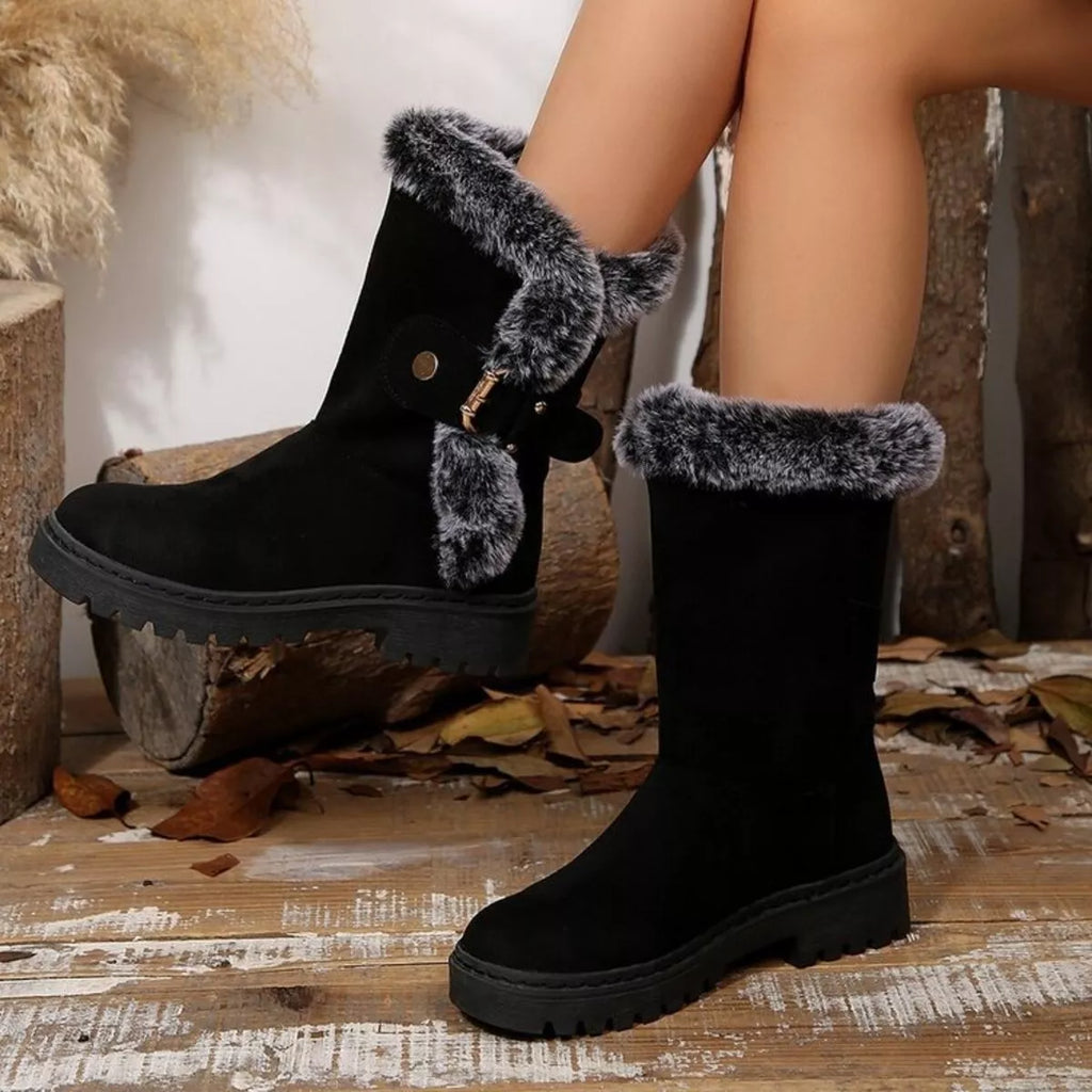 Round Toe Platform Block Heels Boots by Trendsi