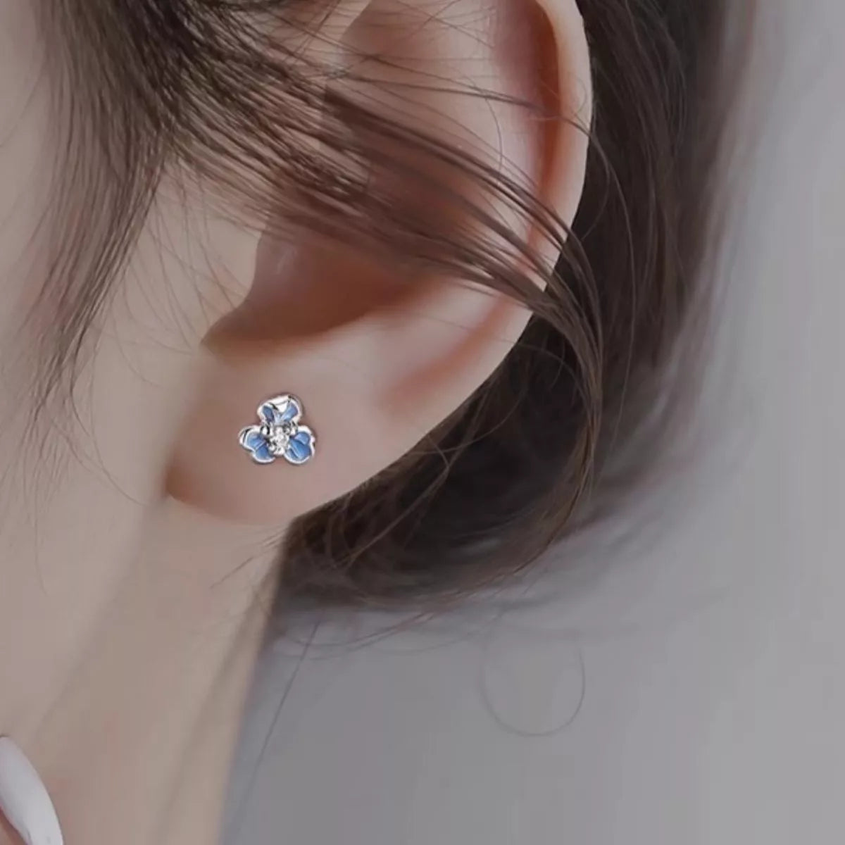 999 Sterling Silver Flower Stud Earrings by Trendsi