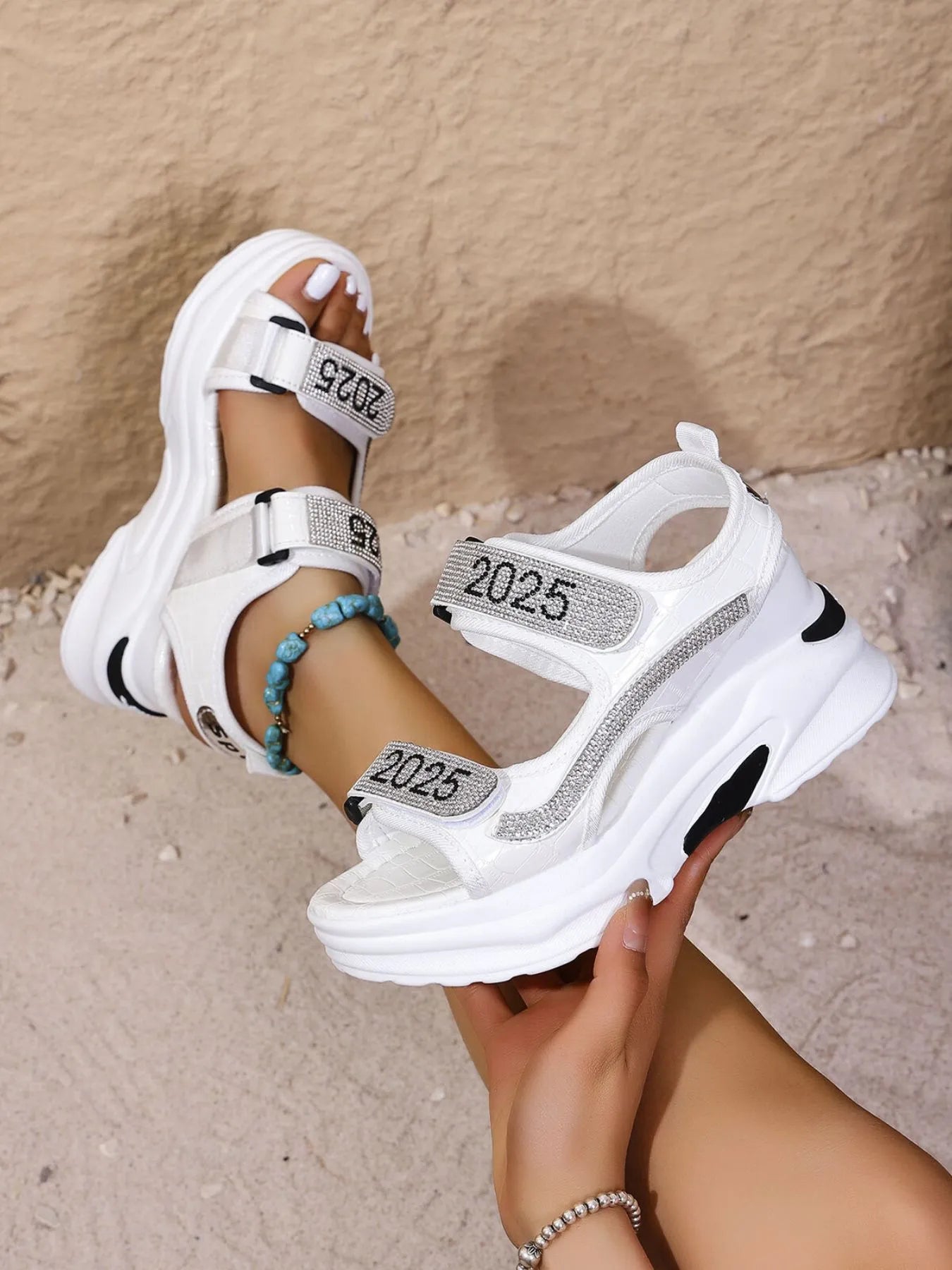 2025 Rhinestone Platform Sandals by Trendsi