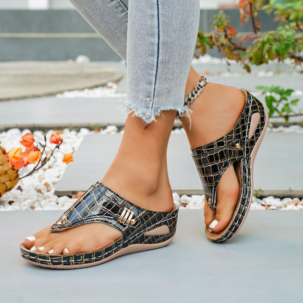 Toe Post Wedge Sandals by Trendsi