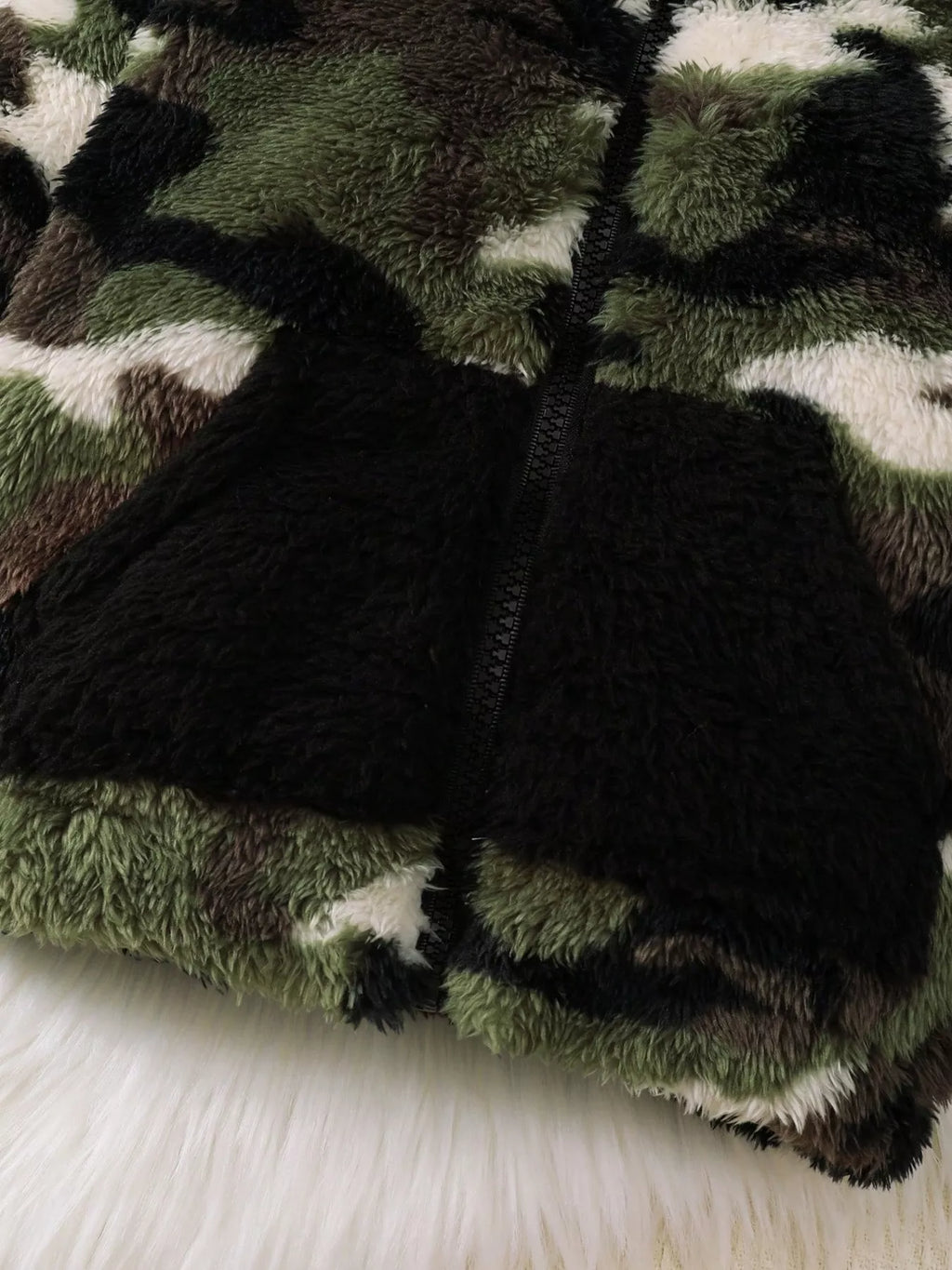 Children's Camouflage Plush Hooded Jacket by Trendsi