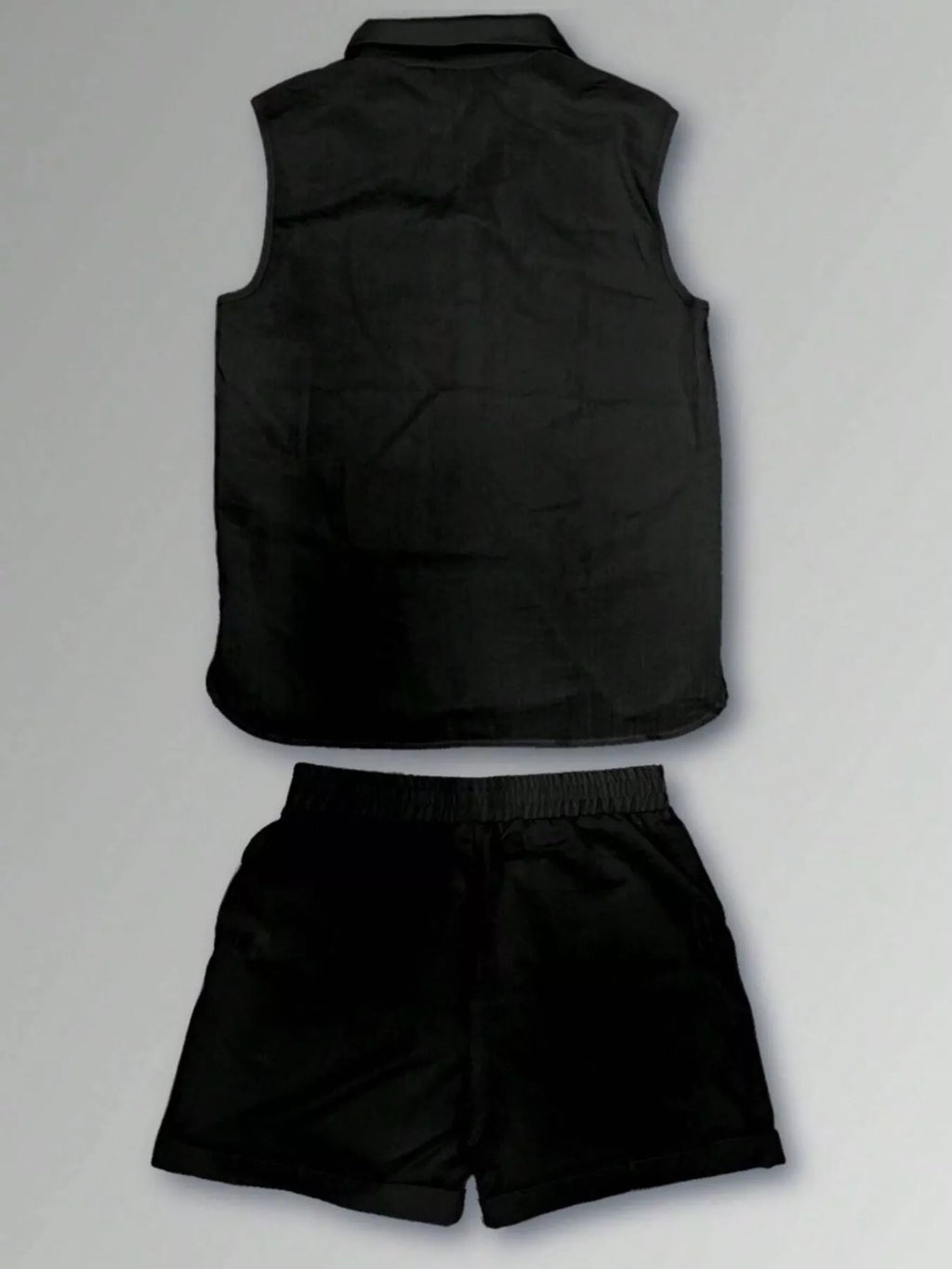 Men's Plus Size Casual Button Up Vest & Shorts Set by Trendsi