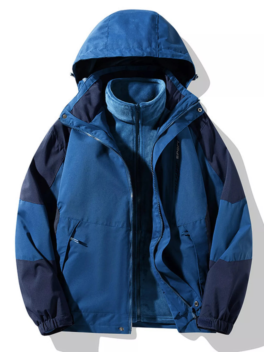 Men's Plus Size Waterproof Windproof Outdoor Hooded Jacket by Trendsi