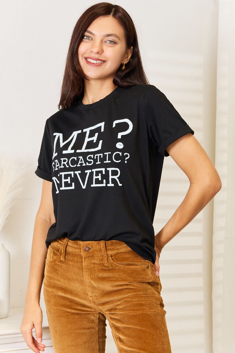 Simply Love Letter Graphic Round Neck T-Shirt by Trendsi