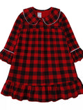 Children's Plaid Ruffle Hem Long Sleeve Dress by Trendsi