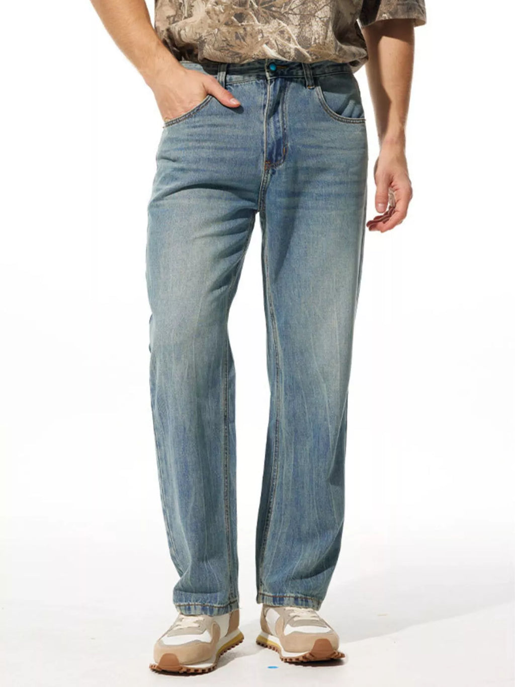 Men's Relaxed Fit Vintage Wash Pants by Trendsi