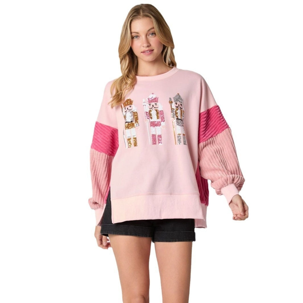 Women's Christmas Soldier Sequins Versatile Multicolor Hoodie by DC-THE CEO