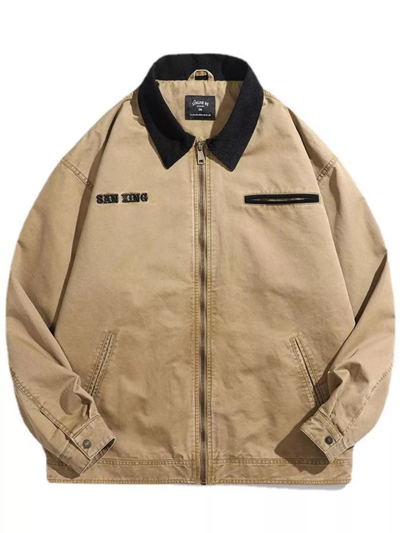 Men's Plus Size Zip Up Long Sleeve Jacket by Trendsi