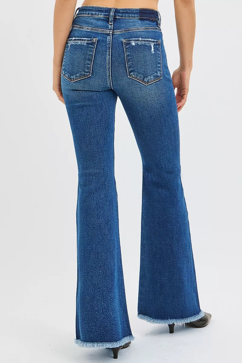 RISEN High Rise Flare Jeans by Trendsi