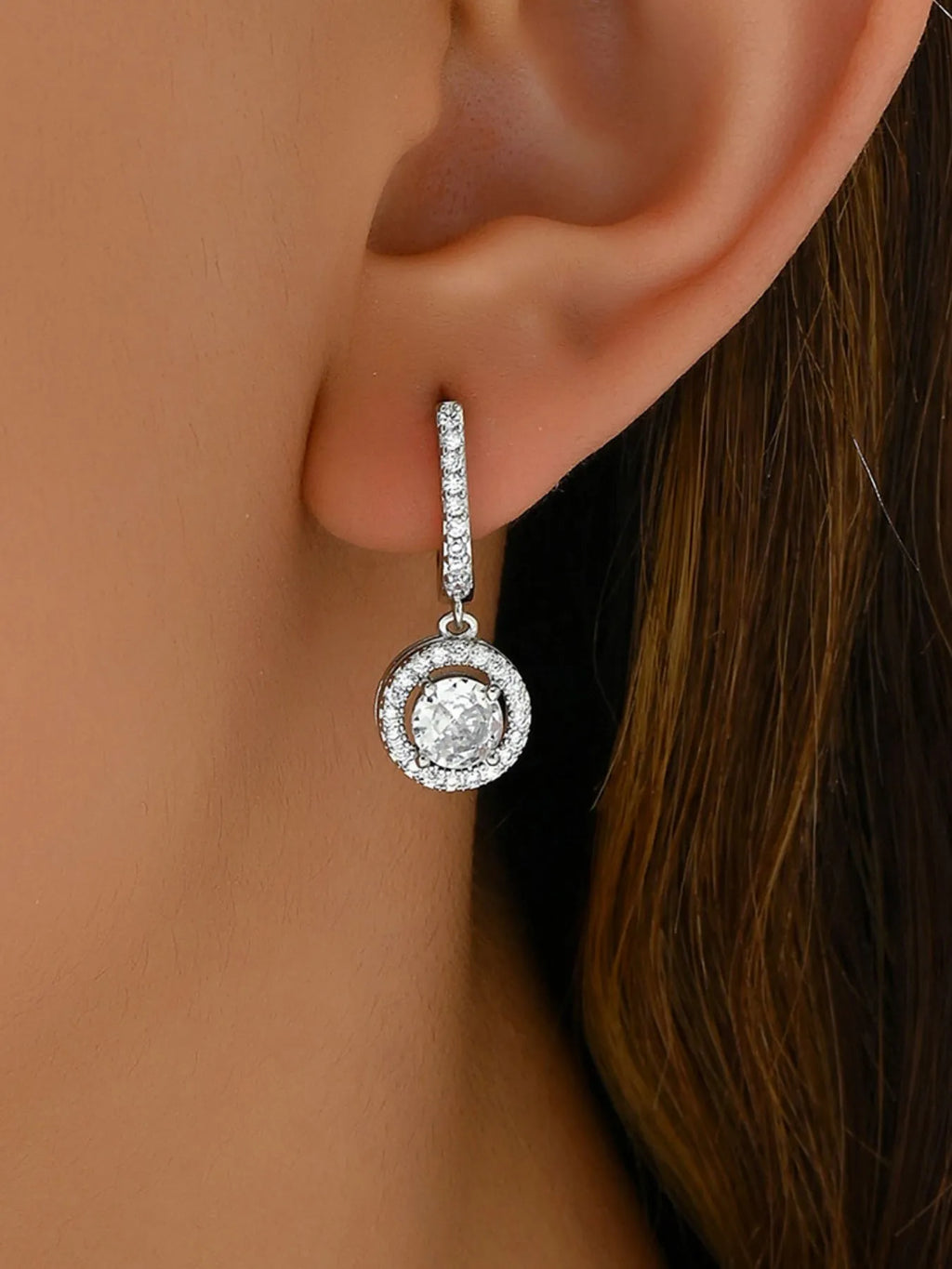 Stainless Steel Zircon Drop Earrings by Trendsi