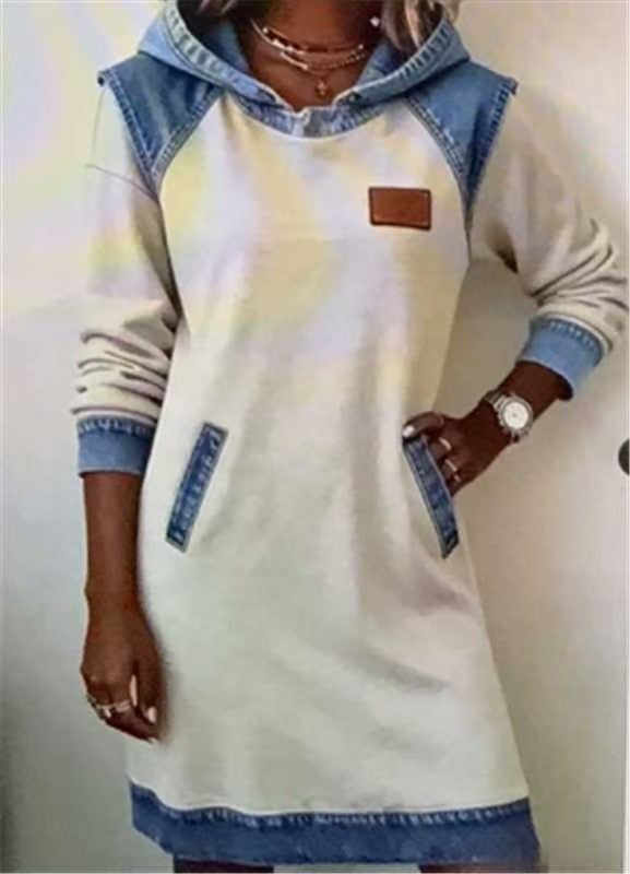 Best Seller Denim Color Matching Ladies Hoodie Skirt by DC-THE CEO